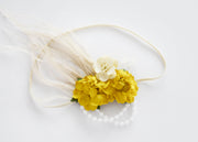 Handcrafted Mustard and Ivory Baby Headband