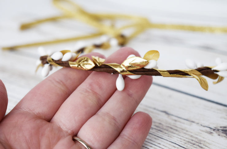 Handcrafted White and Gold Simple Crown