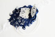 Handcrafted Art Deco Navy Blue and White Headband