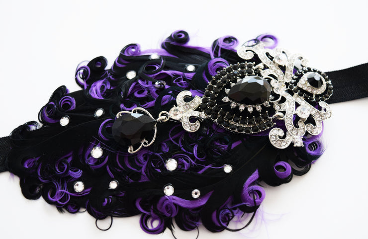 Handcrafted Wicked Purple and Black 20s Headband