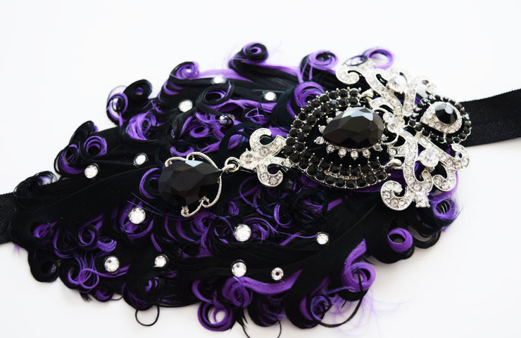 Handcrafted Wicked Purple and Black 20s Headband