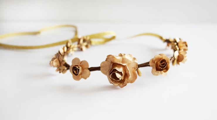 Handcrafted Gold Goddess Flower Crown