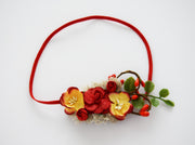 Handcrafted Autumn Red and Yellow Newborn Headband