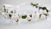 Handcrafted Dainty White Pearl Rose Flower Crown