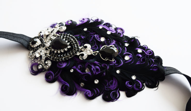 Handcrafted Wicked Purple and Black 20s Headband