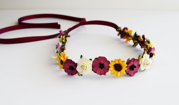 Handcrafted Rustic Sunflower Crown