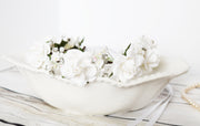 Handcrafted White Rose and Pearl Flower Girl Crown