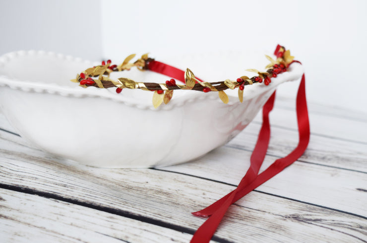 Handcrafted Red and Gold Simple Crown
