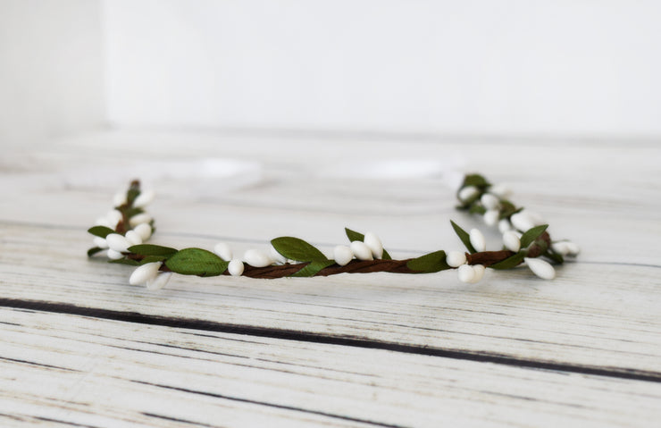 Handcrafted White and Green Simple Crown
