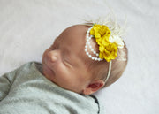 Handcrafted Mustard and Ivory Baby Headband