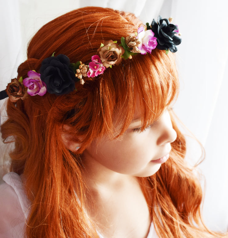 Handcrafted Wild Woodland Flower Girl Crown