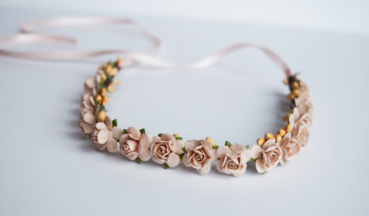 Handcrafted Small Blush Champagne Flower Crown