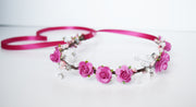 Handcrafted Hot Pink Pearl Flower Crown