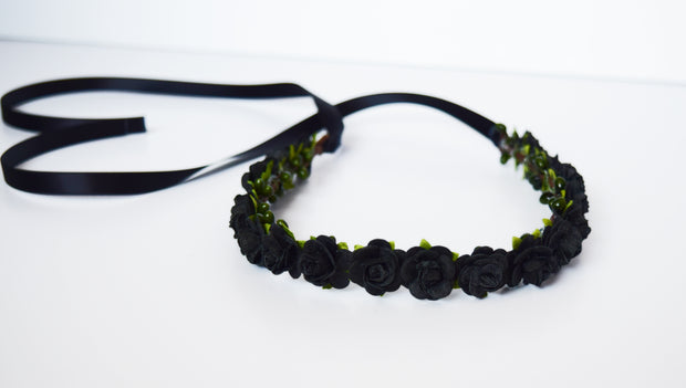 Handcrafted Black Rose Flower Crown