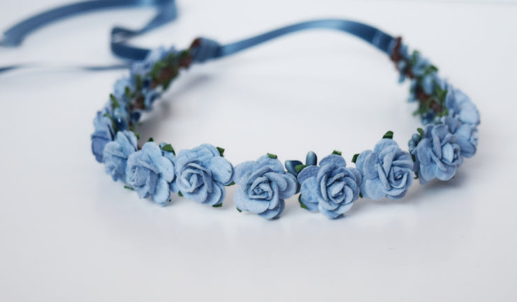 Handcrafted Dusty Blue Flower Crown