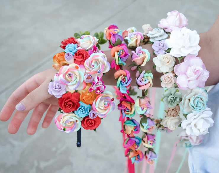 Handcrafted Pastel Rainbow Flower Crown