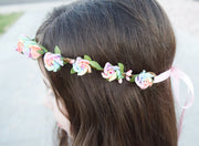 Handcrafted Pastel Rainbow Flower Crown