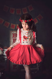 Handcrafted Red Pearl Flower Girl Crown