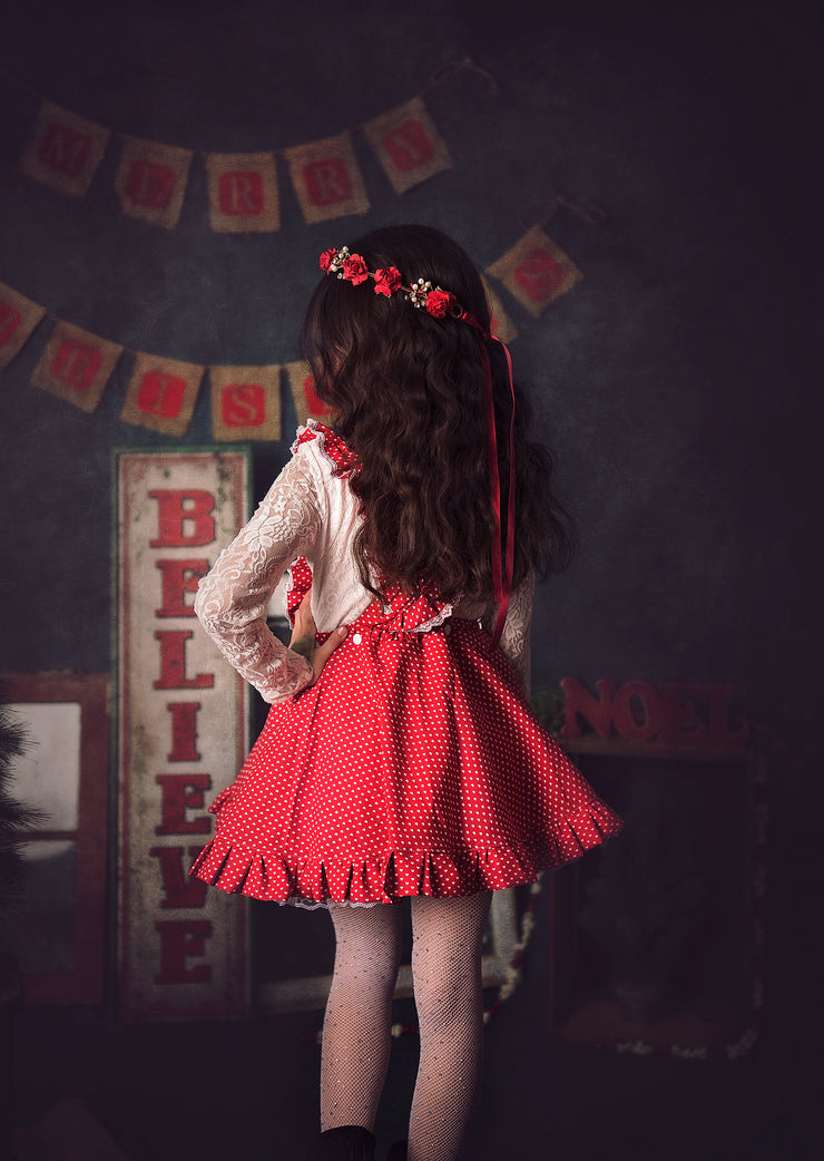 Handcrafted Red Pearl Flower Girl Crown
