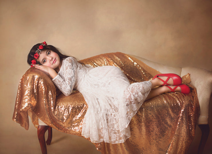 Handcrafted Red Pearl Flower Girl Crown