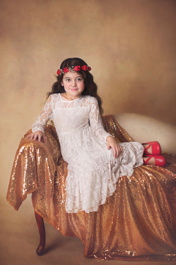 Handcrafted Red Pearl Flower Girl Crown
