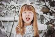 Handcrafted Ivory and Pink Flower Girl Crown