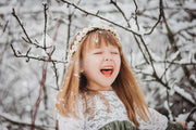 Handcrafted Ivory and Pink Flower Girl Crown
