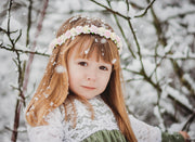 Handcrafted Ivory and Pink Flower Girl Crown