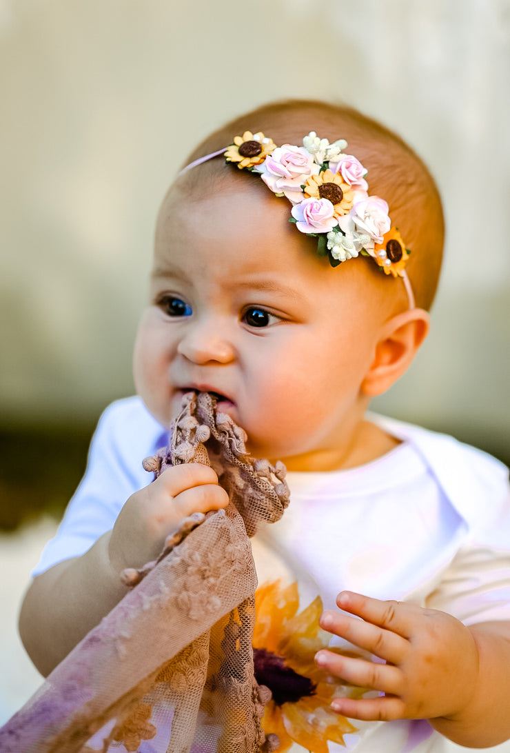 Handcrafted Sunflower Baby Headband