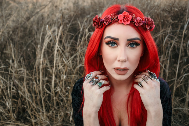 Handcrafted Beautiful Varying Red Flower Crown