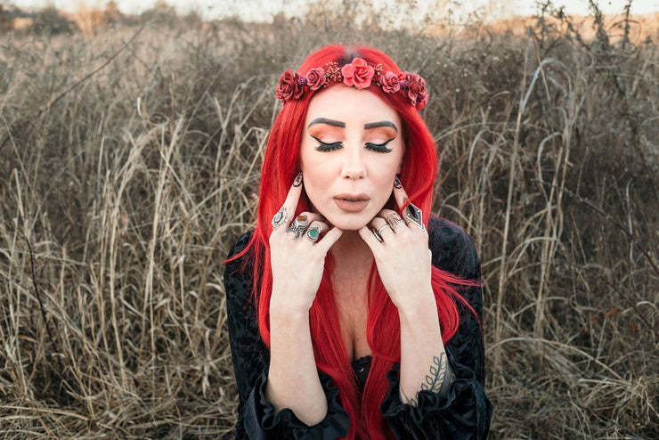 Handcrafted Beautiful Varying Red Flower Crown
