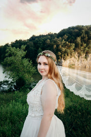 Handcrafted Moss Green and White Anemone Flower Crown
