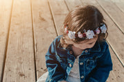 Handcrafted Burgundy White and Pink Flower Girl Crown