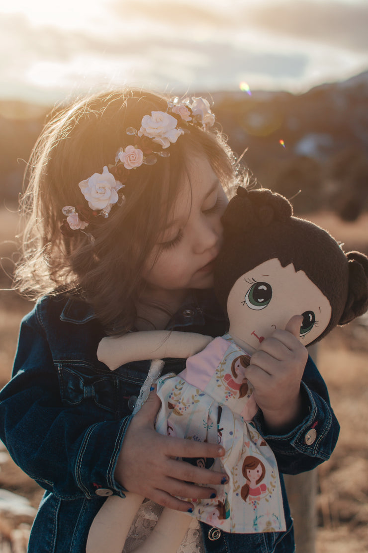 Handcrafted Burgundy White and Pink Flower Girl Crown