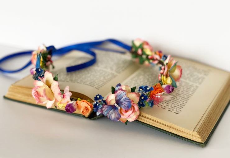 Handcrafted Sunrise Butterfly Flower Crown
