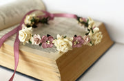Handcrafted Ivory Mauve and Blush Flower Crown