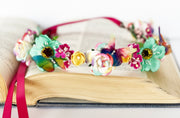 Handcrafted Rainbow Butterfly Flower Crown