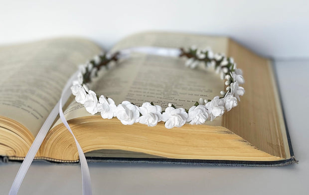 Handcrafted Small White Flower Crown