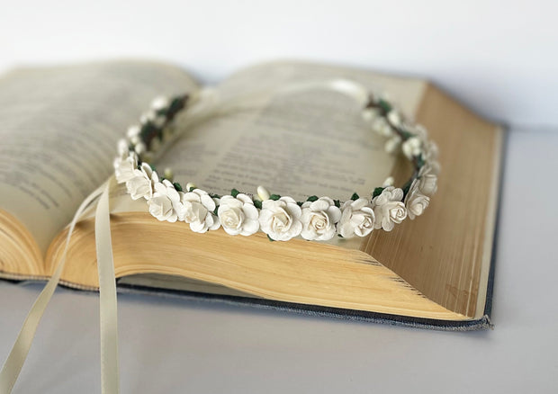 Handcrafted Small Ivory Flower Crown