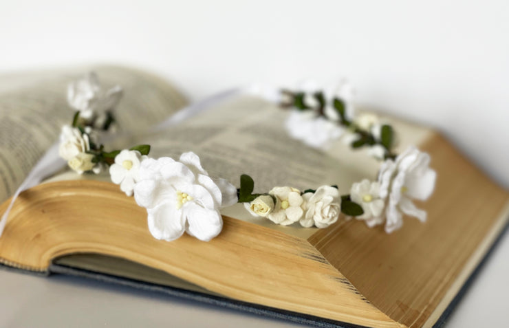 Handcrafted Ivory and White Floral Crown