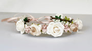 Handcrafted Boho Ivory Champagne and Blush Flower Crown