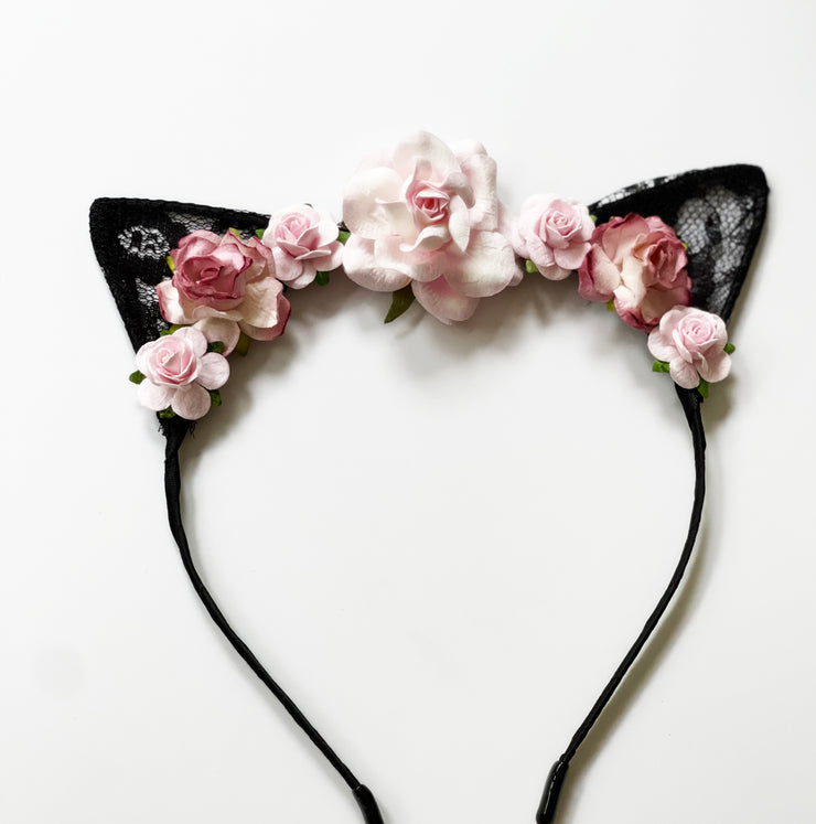 Handcrafted Pink Cat Ears Headband