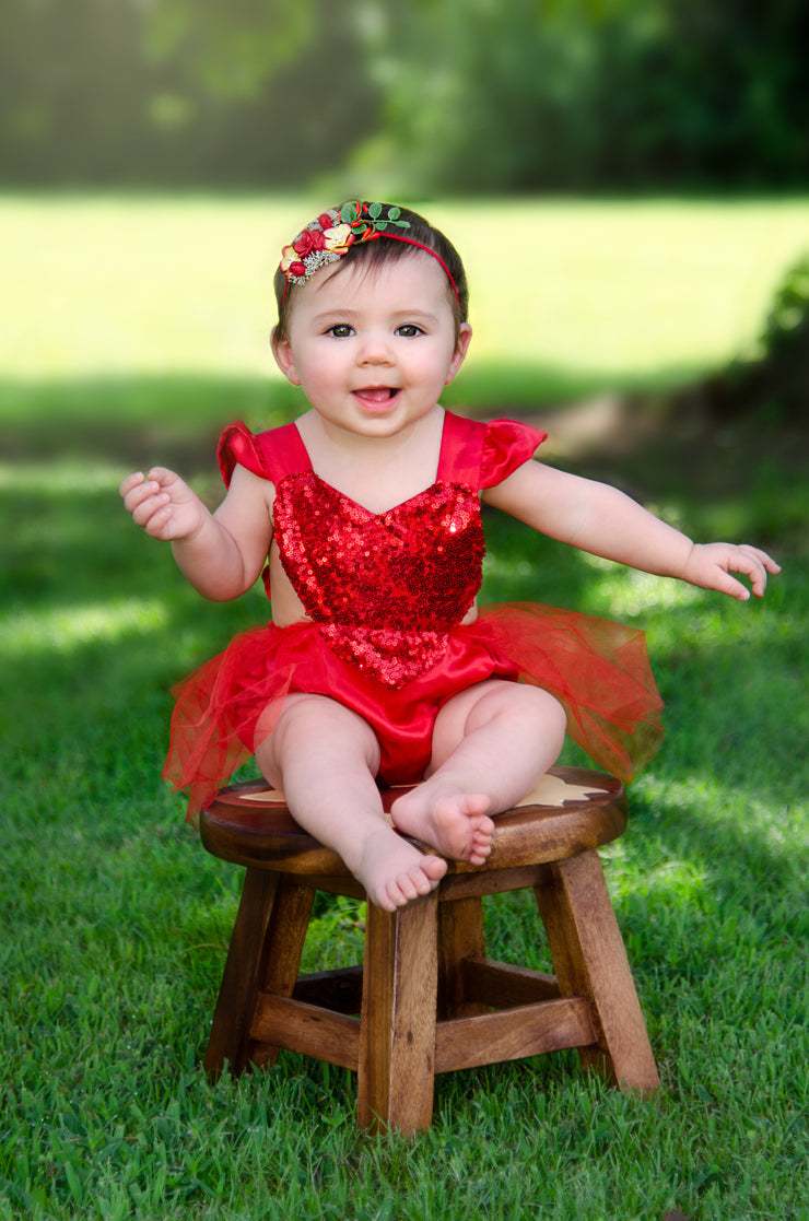 Handcrafted Autumn Red and Yellow Newborn Headband
