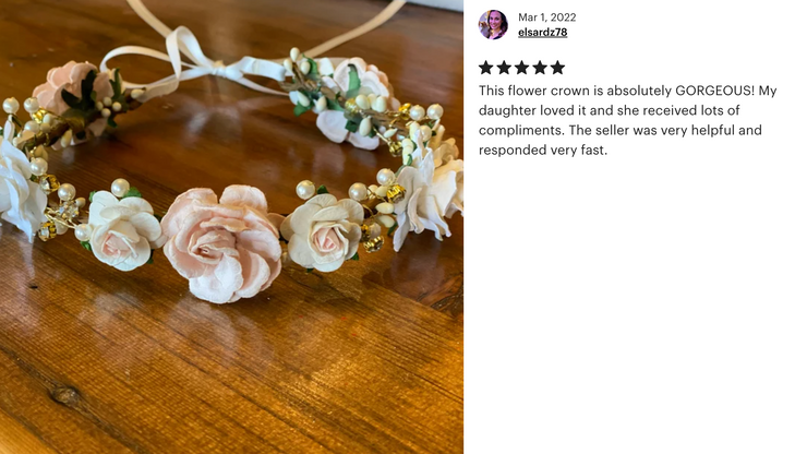 Handcrafted Blush and Off White Flower Crown