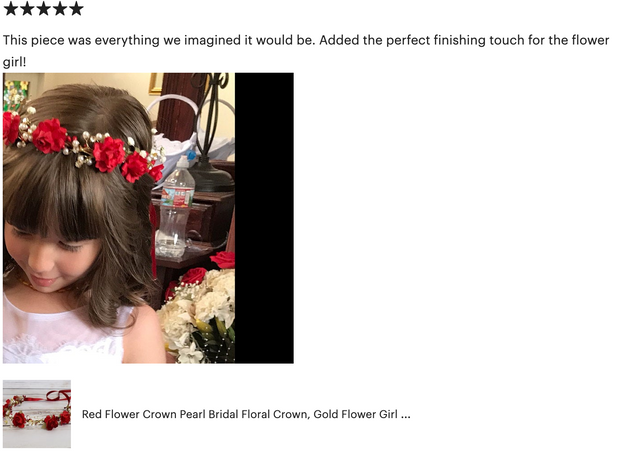 Handcrafted Red Rose Pearl Flower Girl Crown