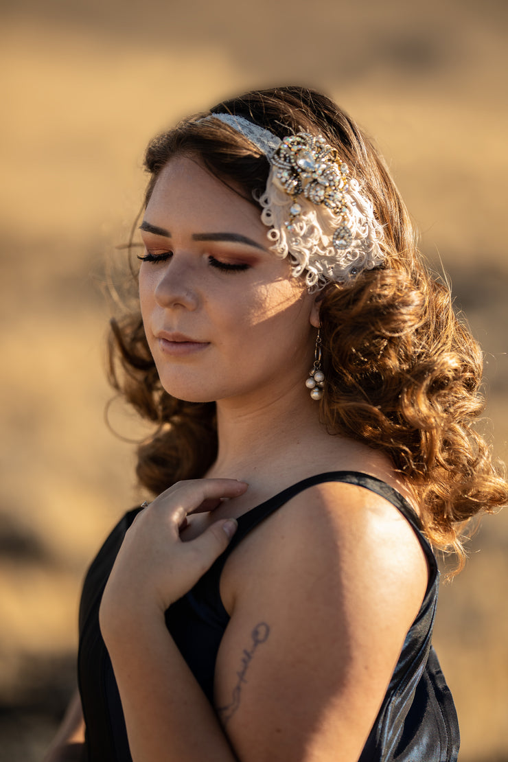 Handcrafted Roaring 20s Champagne and Gold Headband