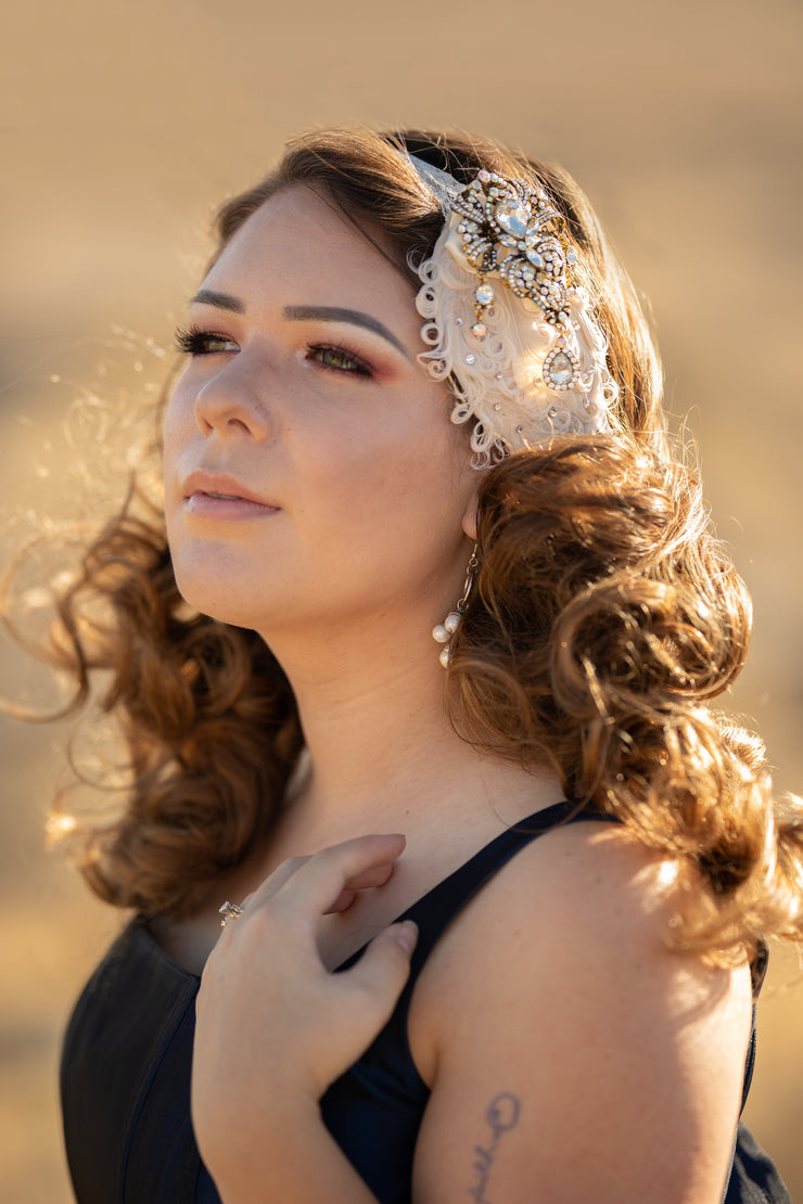 Handcrafted Roaring 20s Champagne and Gold Headband