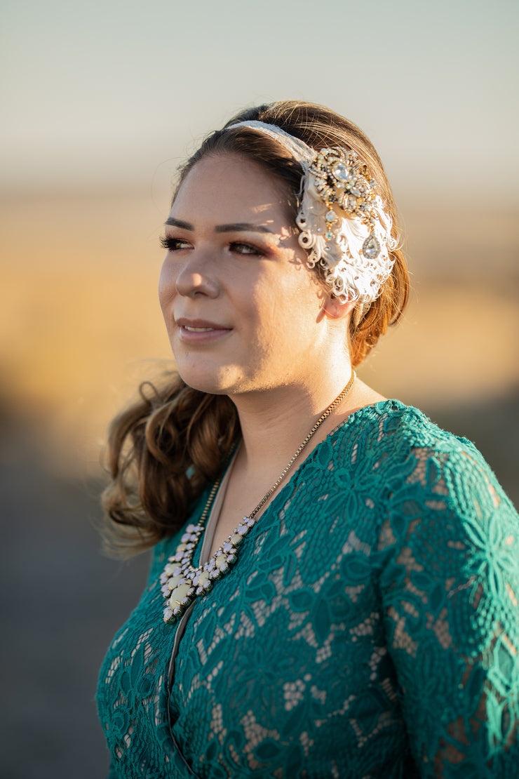 Handcrafted Roaring 20s Champagne and Gold Headband