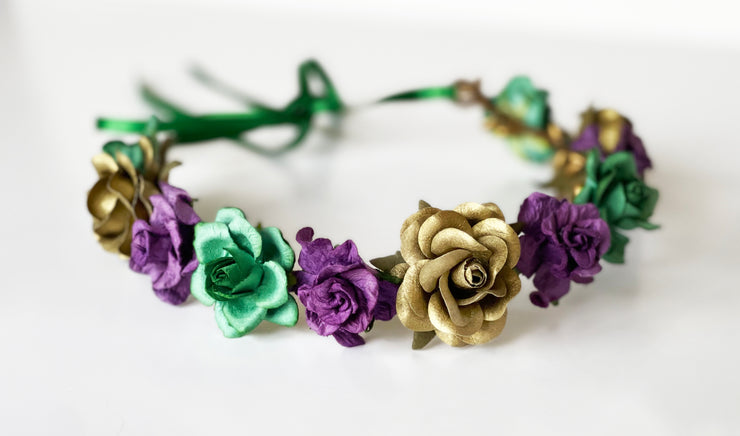 Handcrafted Mardi Gras Flower Crown