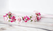 Handcrafted Pink Rose Blossom Flower Crown
